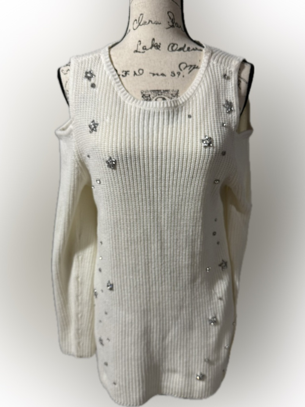 Style & Co Off shoulder rhinestoned sweater. Large BRAND NEW